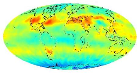 Mapa del dióxido de carbono en el Planeta. Foto: NASA