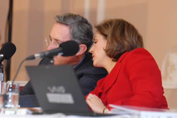 María del Rosario Guerra, Ministra de Comunicaciones con el Presidente Alvaro Uribe. Foto: Palacio de Nariño