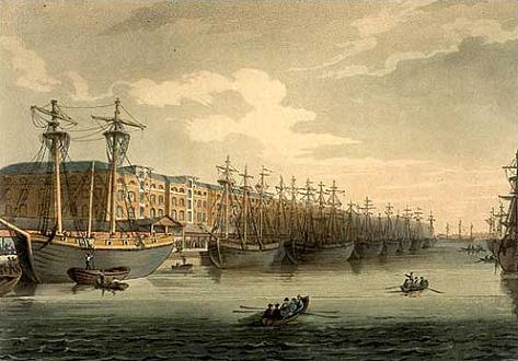 Vista del Muelle de Londres en el SigloXIX