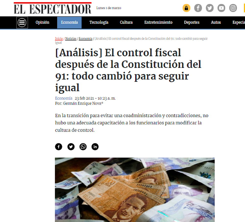 El control fiscal después de la Constitución del 91: todo cambió para seguir igual El control fiscal después de la Constitución del 91: todo cambió para seguir igual