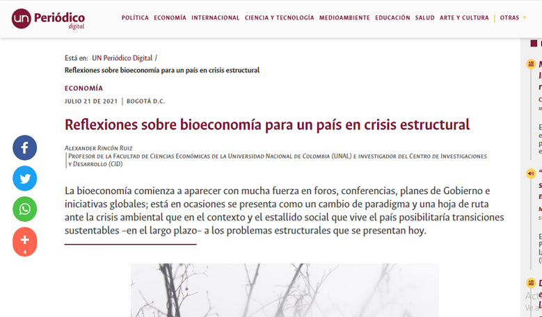 Reflexiones sobre bioeconomía para un país en crisis estructural