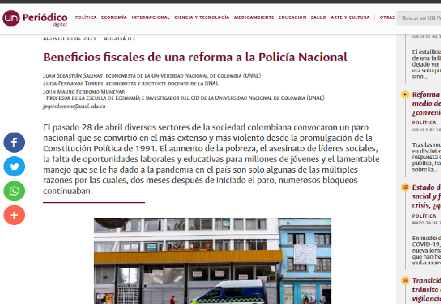 Beneficios fiscales de una reforma a la Policía Nacional
