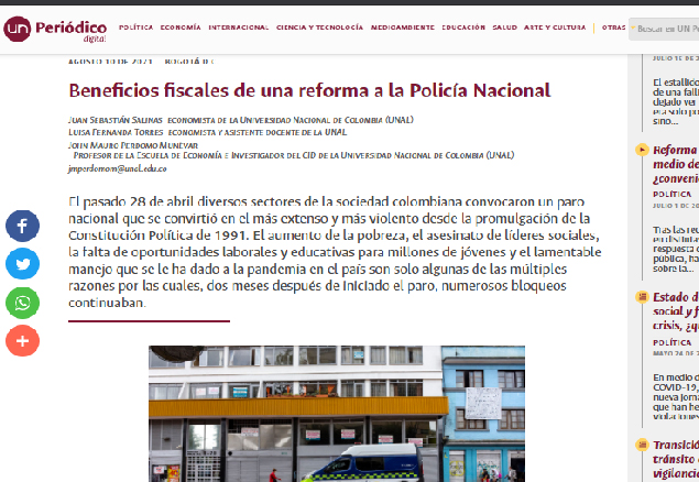 Beneficios fiscales de una reforma a la Policía Nacional Beneficios fiscales de una reforma a la Policía Nacional
