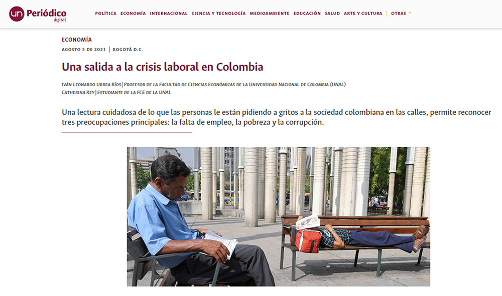 Una salida a la crisis laboral en Colombia Una salida a la crisis laboral en Colombia