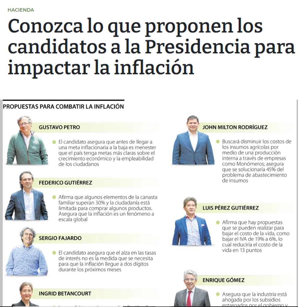 Conozca lo que proponen los candidatos a la Presidencia para impactar la inflación Conozca lo que proponen los candidatos a la Presidencia para impactar la inflación