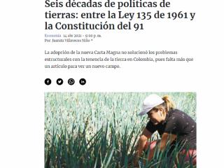 Seis décadas de políticas de tierras: entre la Ley 135 de 1961 y la Constitución del 91