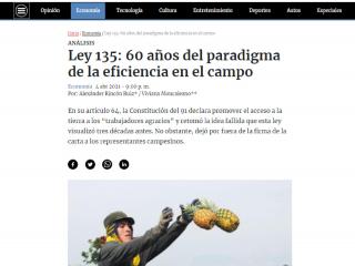 Ley 135: 60 años del paradigma de la eficiencia en el campo