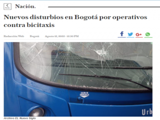 Nuevos disturbios en Bogotá por operativos contra bicitaxis