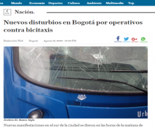 Nuevos disturbios en Bogotá por operativos contra bicitaxis